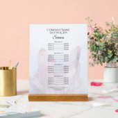 Menü "Light Lila Crystals Salon Wellness-Center Se Acrylschild (Hochzeit)