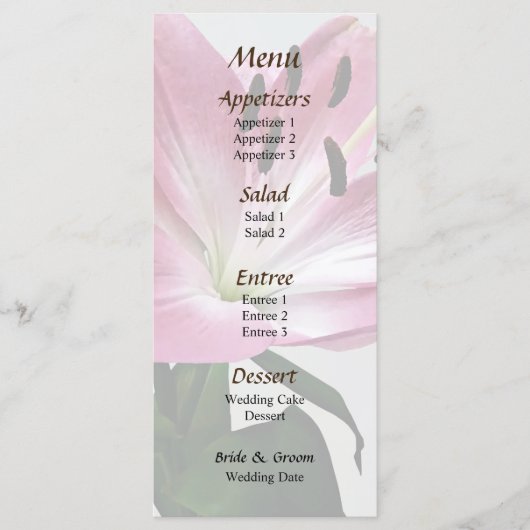Menü "Lily and Bud Wedding" Menükarte (Vorderseite)