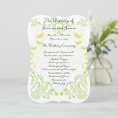 Menü "Lime Green Whimisical Bird Wedding" Einladung (Stehend Vorderseite)