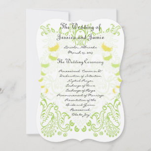 Menü "Lime Green Whimisical Bird Wedding" Einladung