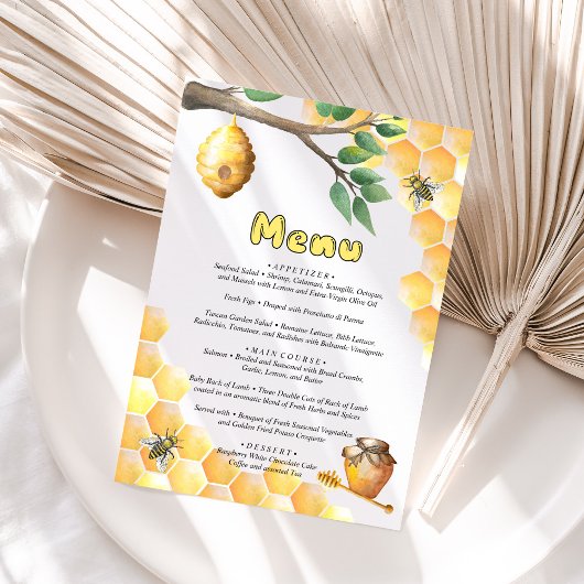 Menu Little Bee Baby Dusche Begleitkarte