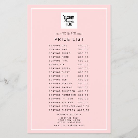 Menü "Logo Service Price List" (Hinten)