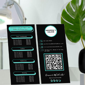 Menü "Logos und QR-Code" Beauty Salon Services "Aq