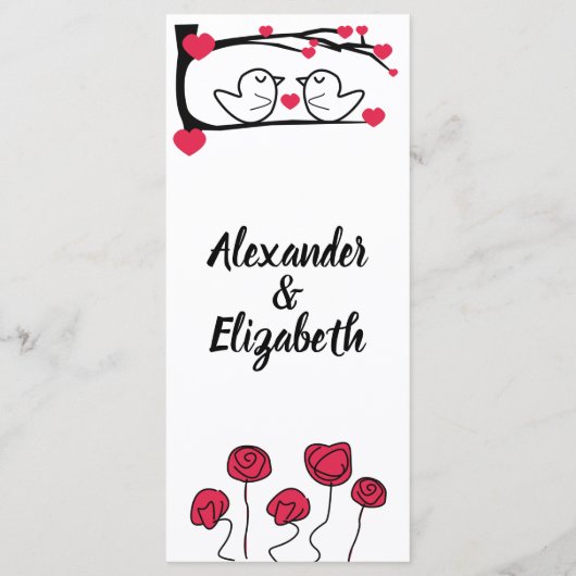 Menü "Love Bird Wedding" Menükarte (Rückseite)