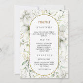 Menü "Lush White Blume and Gold Blätter" Einladung (Vorderseite)