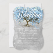 Menü Mason Jar Blue Heart Leaf Tree Wasserfarbe Einladung (Vorderseite)