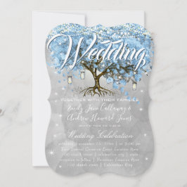 Menü Mason Jar Blue Heart Leaf Tree Wasserfarbe Einladung