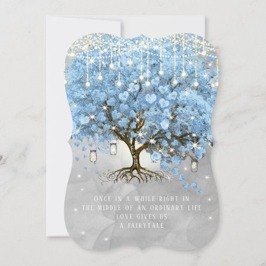 Menü Mason Jar Blue Heart Leaf Tree Wasserfarbe Einladung (Rückseite)