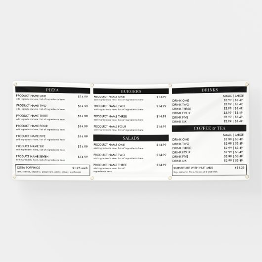 Menü "Minimalistisch Market Stand Fast Food Restau Banner (Horizontal)