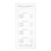 Menü "Minimalistisch White Salon Price List" (Vorne)