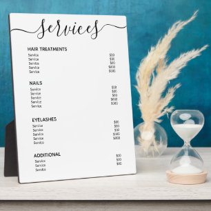 Menü "Minimalistisch White Salon Price List" Fotoplatte