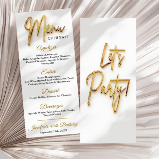 Menü - Minimalistisches 3d-Gold-Tex-Design Menükarte