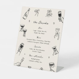 Menü mit handgezogenen Getränken Sockelschild