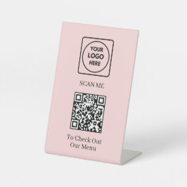 Menü mit rosa QR-Code | Benutzerdefiniertes kontak Sockelschild