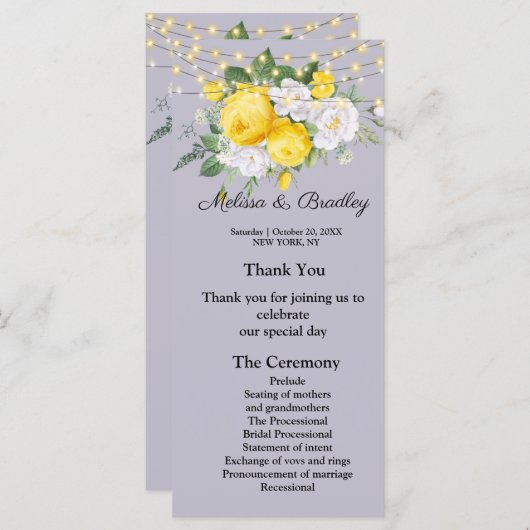 Menü mit rustikalen Lichtern mit gelber Blüte.Hoch Programm (Vorne/Hinten)