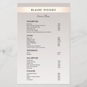Menü "Modern Gold Strip Hair Salon Price List"