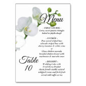 Menü: modern und minimalistisch mit Orchidee und Tischnummer (Vorderseite)