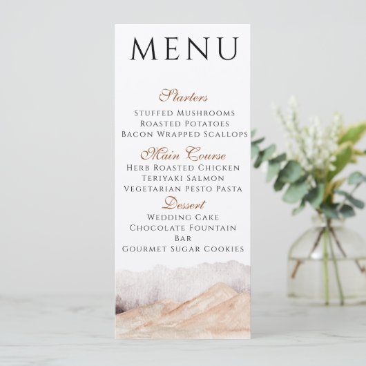 Menü "Mountain View" Einladung (Stehend Vorderseite)