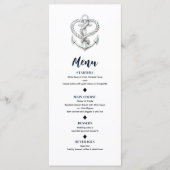 Menü "Nautic Heart Rope Anchor Coastal Wedding" Menükarte (Vorderseite)