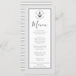 Menü Nautical-Themed Floral Anchor Silver Gray Menükarte