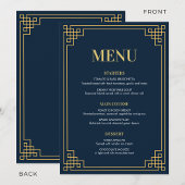 Menu Navy Gold 80th Birthday Dinner Party Menükarte
