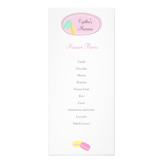 MENÜ "niedlich Macaron Business Rack Card" (Vorne)