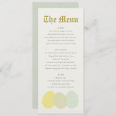MENÜ "niedliche SOFT SUBTLE" PASTEL EASTER EGGS Menükarte (Vorne/Hinten)