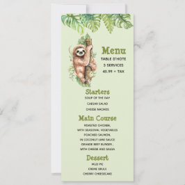 Menü "niedliche Wasserfarben-Sloth & Tropical-Blät Einladung