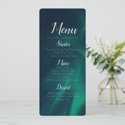 Menü "Northern Lights" Einladung (Stehend Vorderseite)