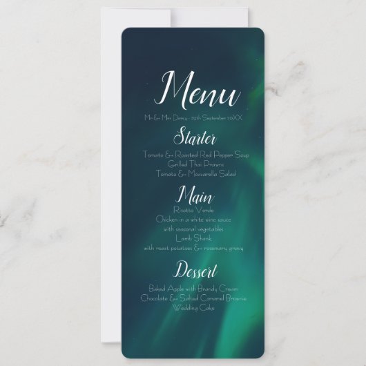 Menü "Northern Lights" Einladung (Vorderseite)