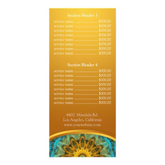 Menü "Ocean Star Mandala" (Hinten)