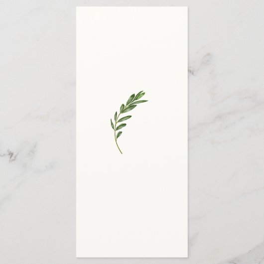 Menü "Olive Branch" Menükarte (Rückseite)