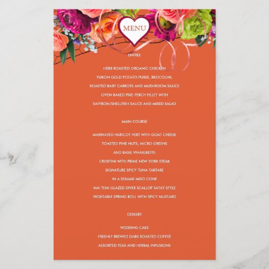 Menü "Orange und Rose" (Vorderseite)