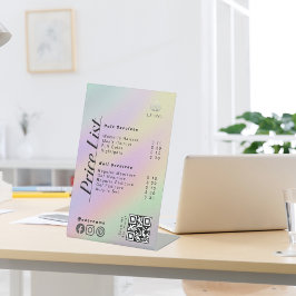 Menü Pastell Holographic Esthetician Price List Sockelschild