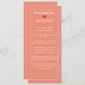 Menü "Peach & Red Heart Wedet Buffet" Menükarte (Vorne/Hinten)