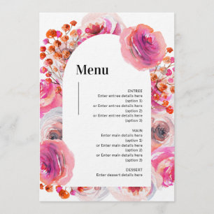 Menü "Petals & Prosecco" Bright Floral Arch Design Menükarte