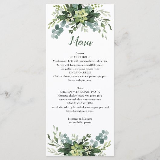 Menú Plano de vegetación Menükarte (Vorderseite)