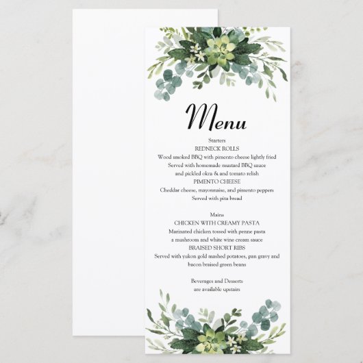 Menú Plano de vegetación Menükarte (Vorne/Hinten)