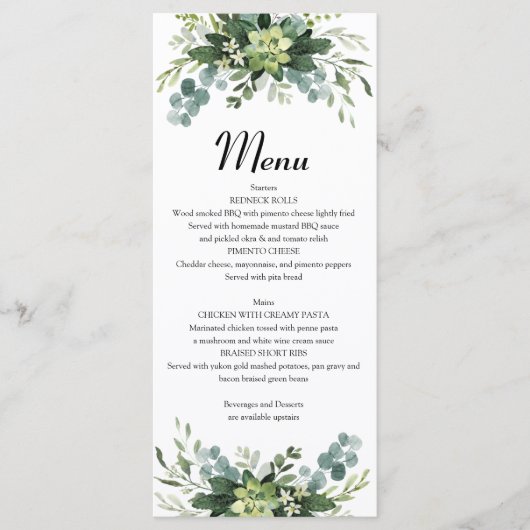 Menú Plano de vegetación Menükarte (Vorderseite)