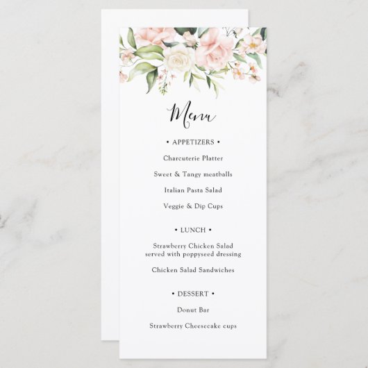 Menü "Polterabend Blush and Green" Menükarte (Vorne/Hinten)