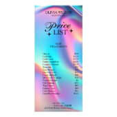 Menü "Preisliste für Holografie" (Vorne)