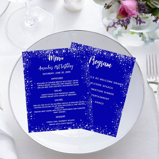 Menü Programm Royal Blue White Glitzer Budget