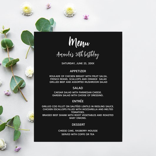 Menü-Programm Schwarz-weiß