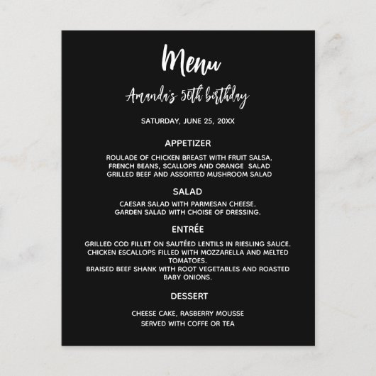 Menü-Programm Schwarz-weiß (Vorderseite)