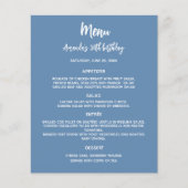 Menu-Programm staubblauer Geburtstagsparty (Vorderseite)