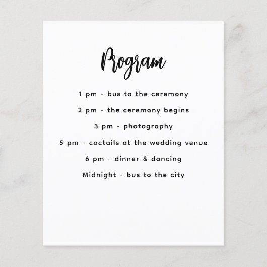 Menü-Programm Weißes benutzerdefiniertes Party-Far Flyer (Hinten)