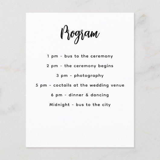 Menü-Programmfarbe weiß, benutzerdefinierte Party (Rückseite)