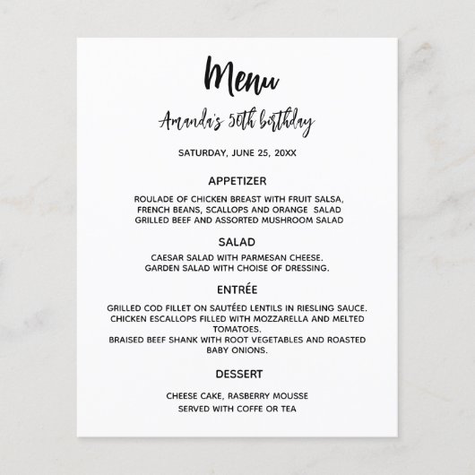 Menü-Programmfarbe weiß, benutzerdefinierte Party (Vorderseite)