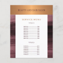 Menu promotional beauty salon flyer