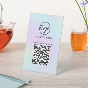 Menü QR-Code des Business-Logos im Restaurant Sockelschild